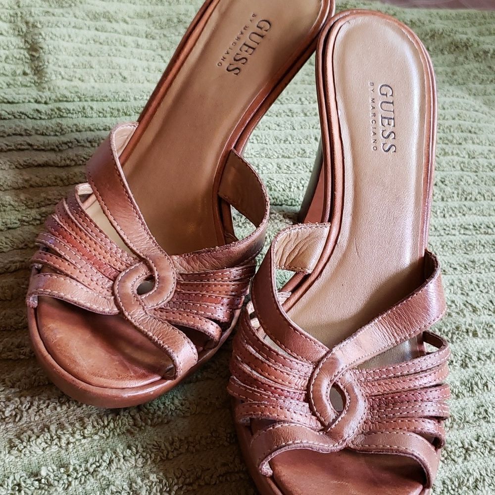 GUESS Heather Boho Leather Stiletto Heels 7M